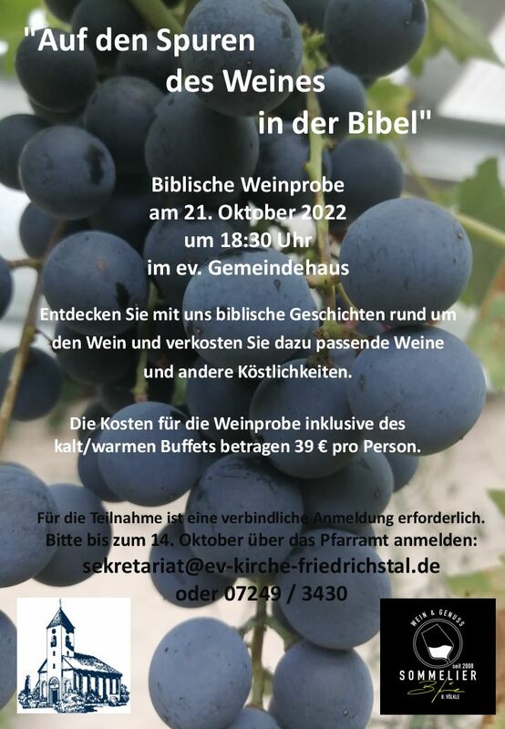 Biblische Weinprobe am 21. Oktober im Gemeindehaus